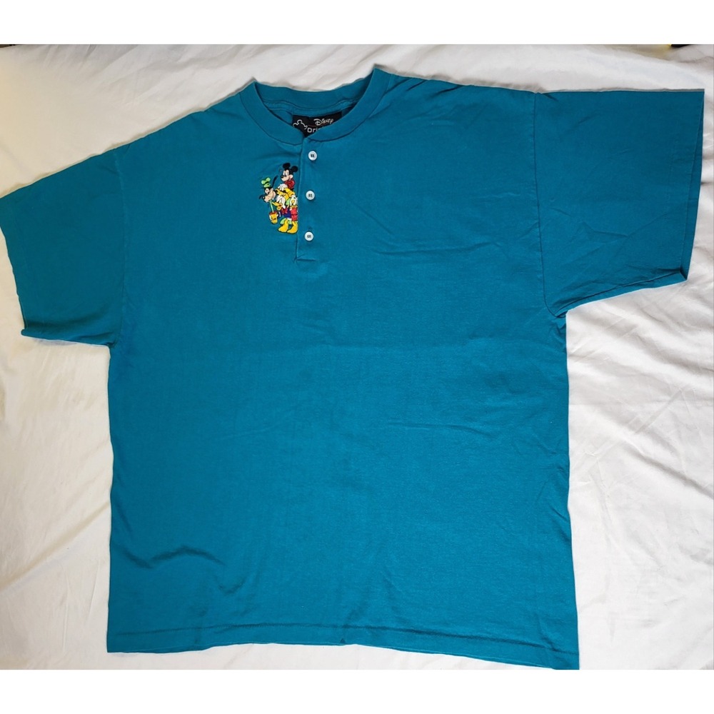 Vintage 90s Disney Originals Henley Shirt Made in USA Mickey Donald Goofy XL